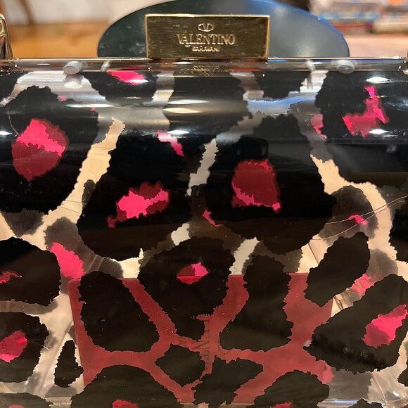 Valentino Minaudière Plexiglass Leopard Clutch - Picture 2 of 6